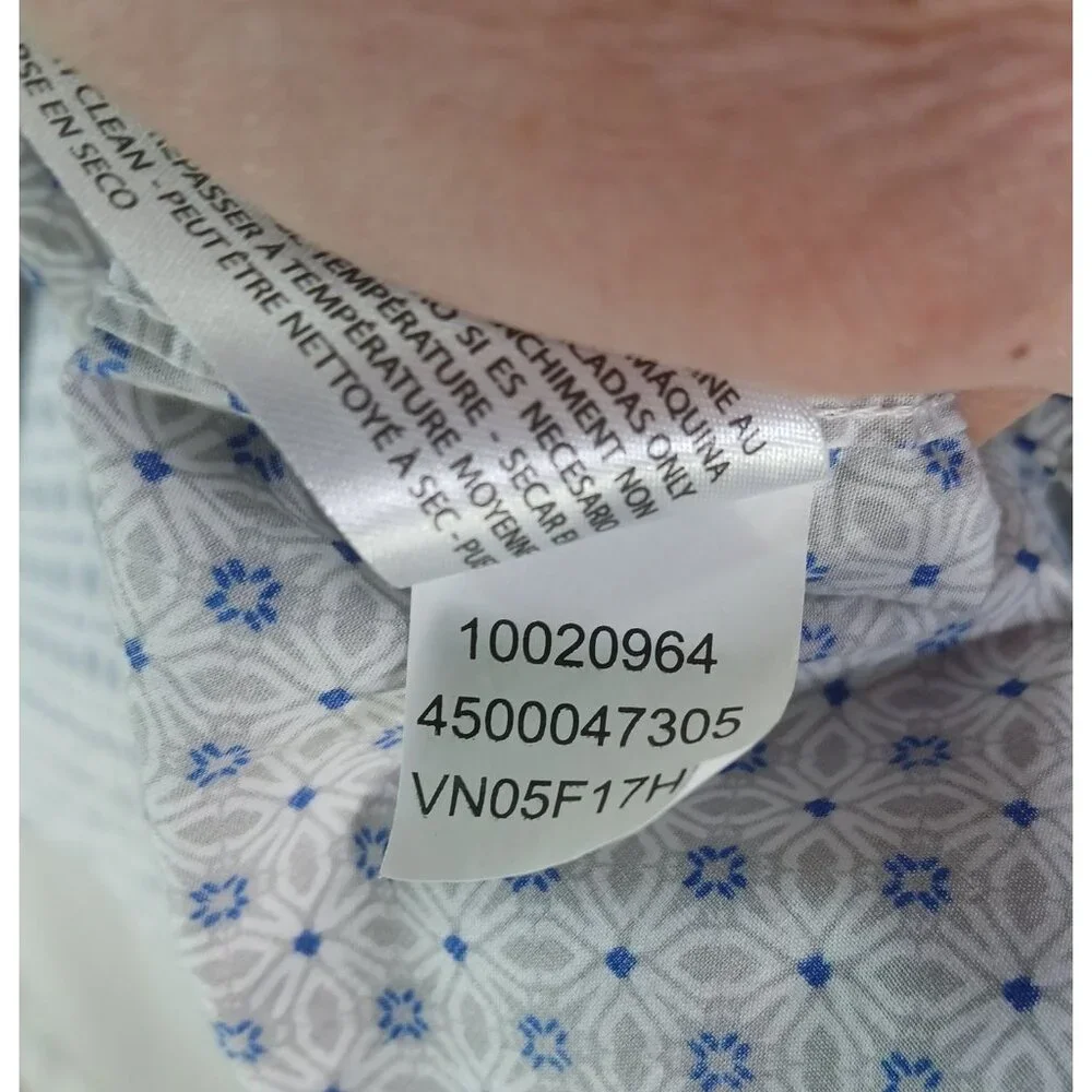 Ariat Mens Button Down Long Sleeve Shirt Size XXL Blue White Geometric - Picture 15 of 16